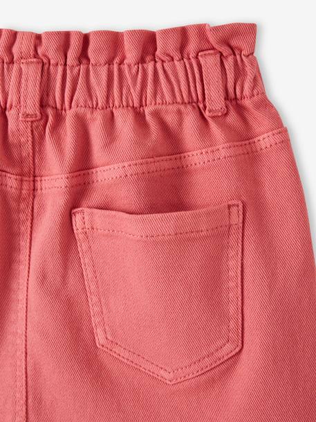 Falda de color estilo paperbag fácil de vestir para niña lavanda+rosa chicle 