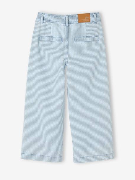 Pantalón pesquero ancho con bolsillos de corazón para niña rayas azul+stone 