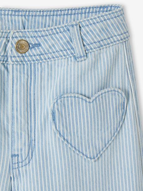 Pantalón pesquero ancho con bolsillos de corazón para niña rayas azul+stone 