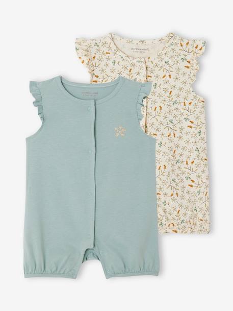 Pijamas y bodies bebé-Bebé-Pack de 2 monoshort para bebé recién nacido