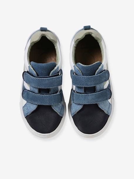 Zapatillas de piel con cierre autoadherente para niño, especial autonomía azul marino+lote azul 