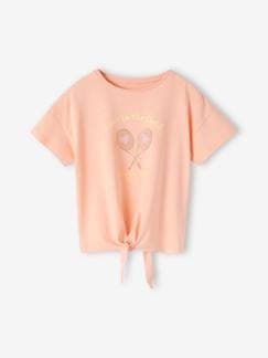 Deporte-Niña-Camisetas-Camiseta deportiva estampado raquetas con purpurina para niña