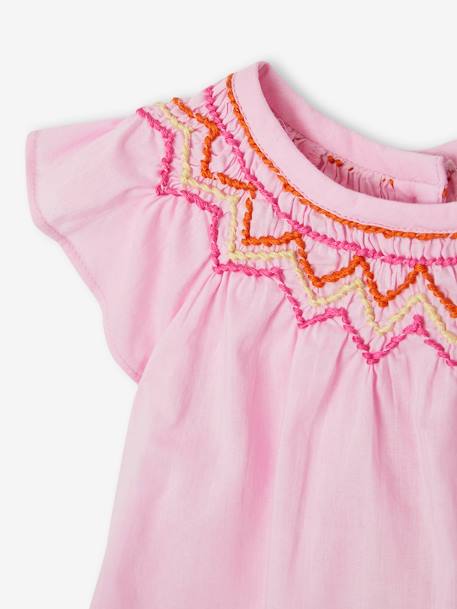 Conjunto para bebé de blusa, short y cinta del pelo rosa 