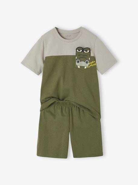 Pijama con short cocodrilo niño aceituna 