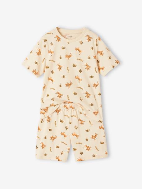 Pack de 2 pijamas con short tigre para niño caqui 