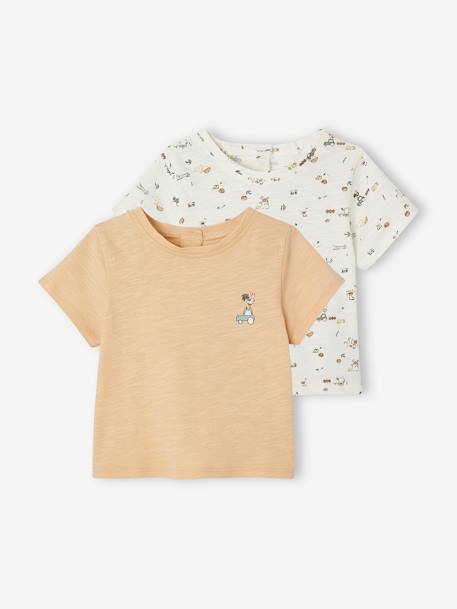 Bebé-Pack de 2 camisetas de manga corta y algodón orgánico para recién nacido