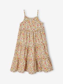 Niña-Vestidos-Vestido largo con tirantes de gasa de algodón para niña