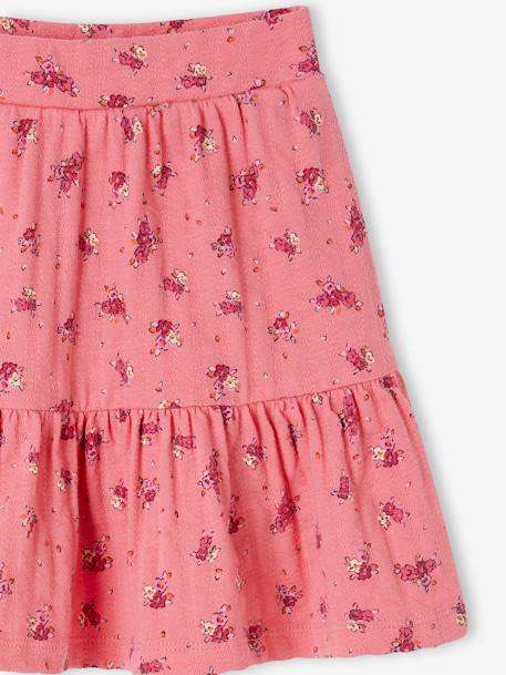 Falda short con motivos de flores para niña crudo+rosa chicle 