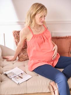 Ropa Premamá-Blusas y camisas embarazo-Top con tirantes finos para embarazo de gasa de algodón