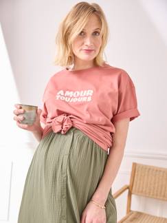 Algodón orgánico-Ropa Premamá-Camisetas y tops embarazo-Camiseta lisa con mensaje para embarazo de algodón orgánico