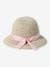 Sombrero de paja de papel con lazo a cuadros vichy para bebé niña crudo 
