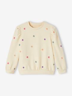 Niña-Jerséis, chaquetas de punto, sudaderas-Sudaderas-Sudadera bordada de flores para niña