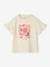 Camiseta fantasía con flores de ganchillo y mangas con volantes para niña crudo 