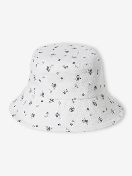 Sombrero bob estilo capelina con flores para niña crudo 