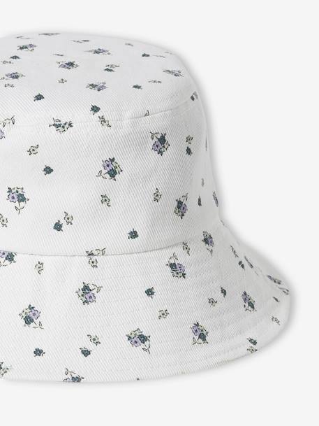 Sombrero bob estilo capelina con flores para niña crudo 