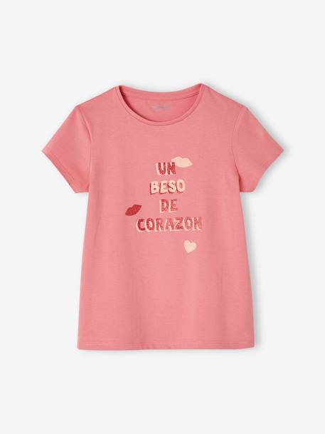 Camiseta con mensaje rosa niña