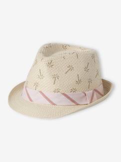 -Sombrero de paja de papel con cinta a rayas para bebé niño