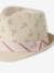 Sombrero de paja de papel con cinta a rayas para bebé niño beige 