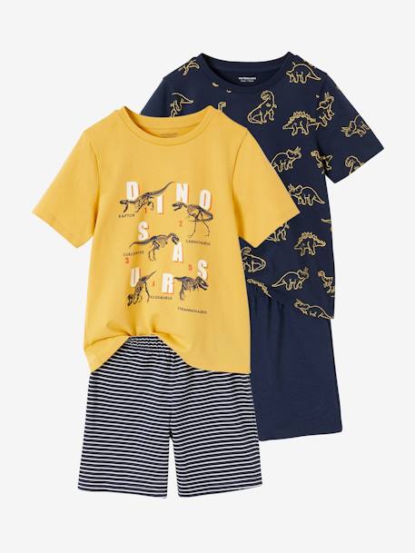 Pack de 2 pijamas con short dinosaurio para niño azul marino 