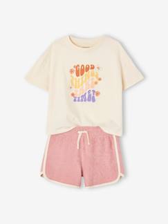 Ecorresponsables-Niña-Shorts y bermudas-Conjunto camiseta "Flower Power" y short para niña