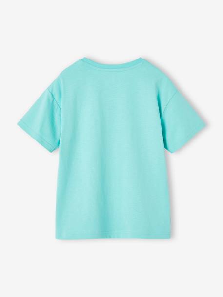 Camiseta estampado vacaciones para niño azul turquesa+mandarina+tinta 