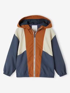 Niño-Abrigos y chaquetas-Abrigos y parkas-Cortavientos colorblock con capucha para niño
