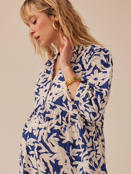 Vestido largo para embarazo estilo bohemio con botones ENVIE DE FRAISE azul eléctrico+granadina 