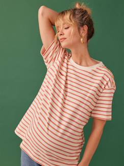 Ropa Premamá-Camisetas y tops embarazo-Camiseta para embarazo a rayas bordado "parfaite" de algodón orgánico ENVIE DE FRAISE