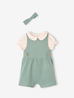 -Conjunto personalizable de 3 prendas para bebé - camiseta, mono y cinta del pelo