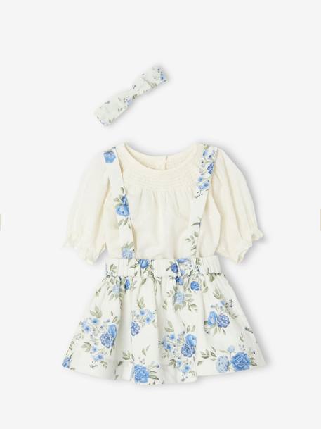 Bebé-Conjunto blusa de plumetis, falda y cinta para el pelo estampados, para bebé