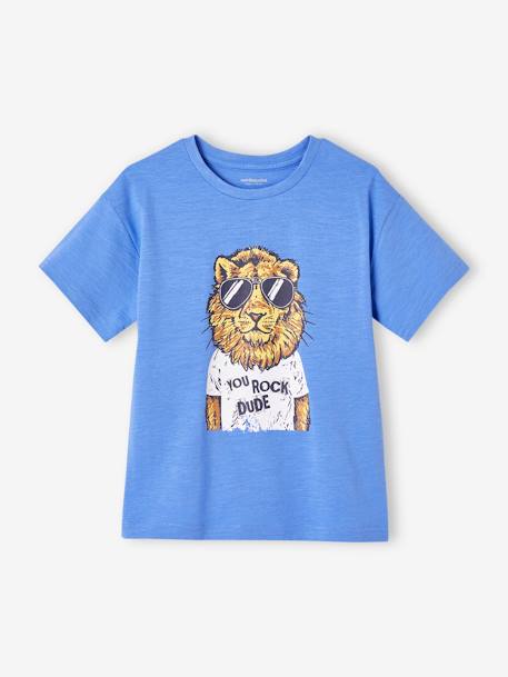 Camiseta con motivo divertido animal para niño azul azur+azul turquesa+blanco 