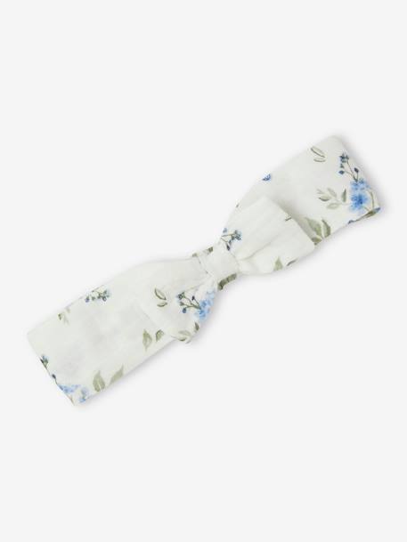 Conjunto blusa de plumetis, falda y cinta para el pelo estampados, para bebé crudo 