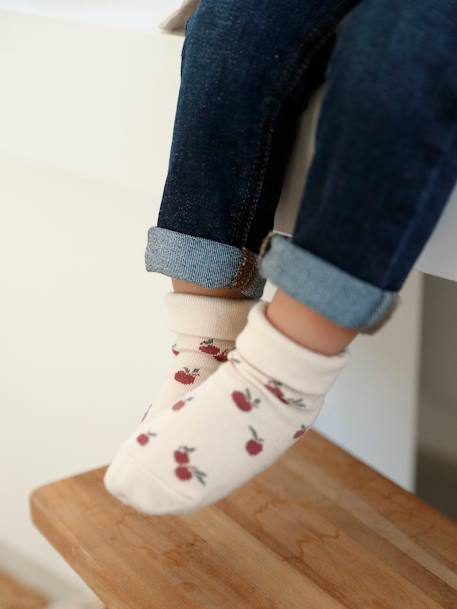 Pack de 3 pares de calcetines 'cerezas' para bebé niña rosa viejo 