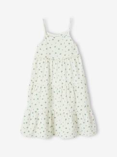 Niña-Vestido largo con tirantes de gasa de algodón para niña