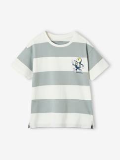 Deporte-Camiseta deportiva mascota y rayas anchas para niño