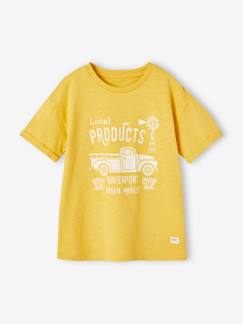 camisetas-Camiseta con motivo vintage de manga corta con vuelta para niño
