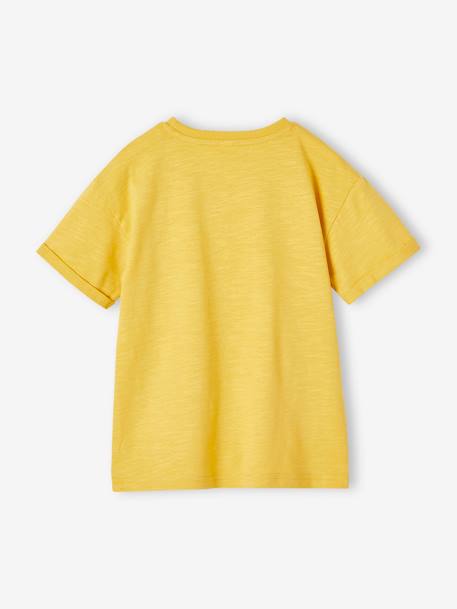 Camiseta con motivo vintage de manga corta con vuelta para niño amarillo 