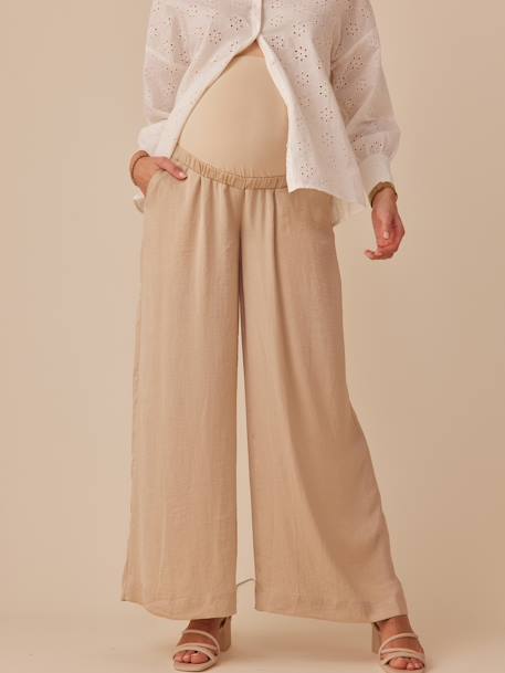 Pantalón ligero estilo palazzo para embarazo ENVIE DE FRAISE beige arena+negro 