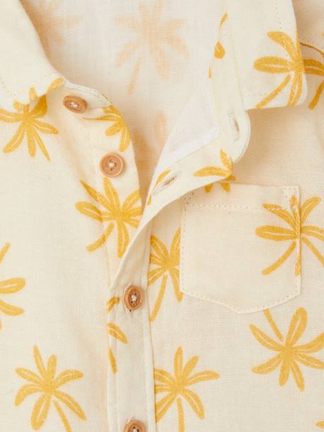 Camisa de gasa de algodón de manga corta para bebé crudo 