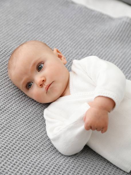 Bebé-Sudaderas, jerséis y chaquetas de punto-Chaquetas de punto-Cárdigan cruzado de lana y algodón para bebé