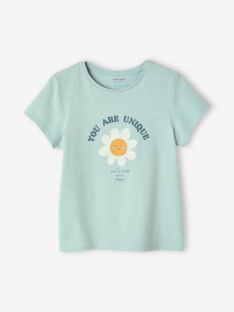 Camiseta con mensaje, para niña azul claro+azul marino+coral+crudo+fresa+rojo+rosa chicle+vainilla+verde pino 