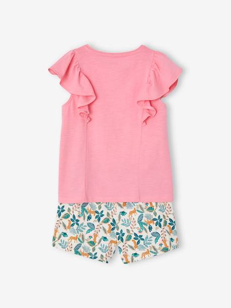 Conjunto de camiseta y short para niña rosa+rosa rosa pálido+verde agua 