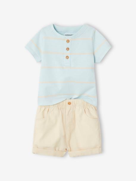Conjunto de camiseta y short para bebé azul claro 