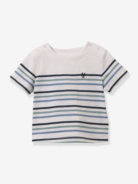 Camiseta a rayas para bebé de algodón orgánico CYRILLUS rayas verde 