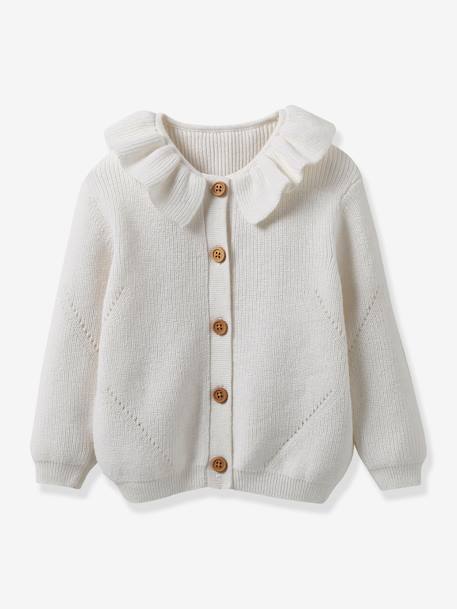 Bebé-Sudaderas, jerséis y chaquetas de punto-Cárdigan para bebé de algodón orgánico y lana CYRILLUS
