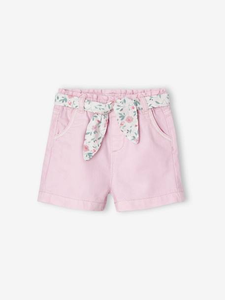 Short para bebé con cinturón floral lila 