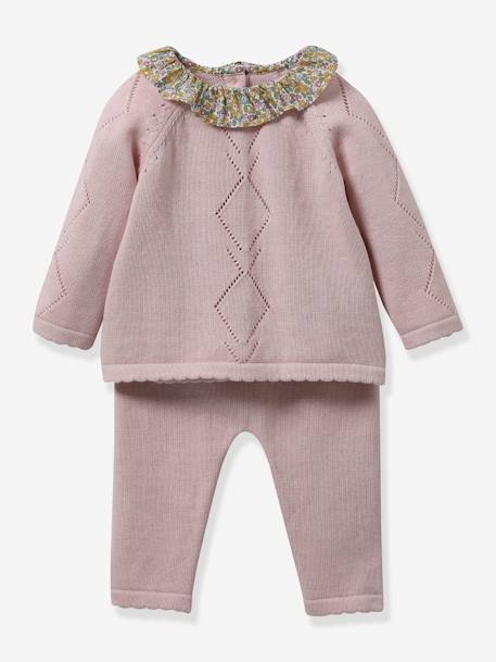 Bebé-Conjuntos-Conjunto de punto tricot para bebé con cuello de tejido Liberty CYRILLUS