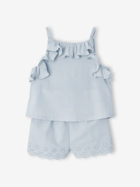 Bebé-Conjunto bebé: blusa con tirantes + short bordado
