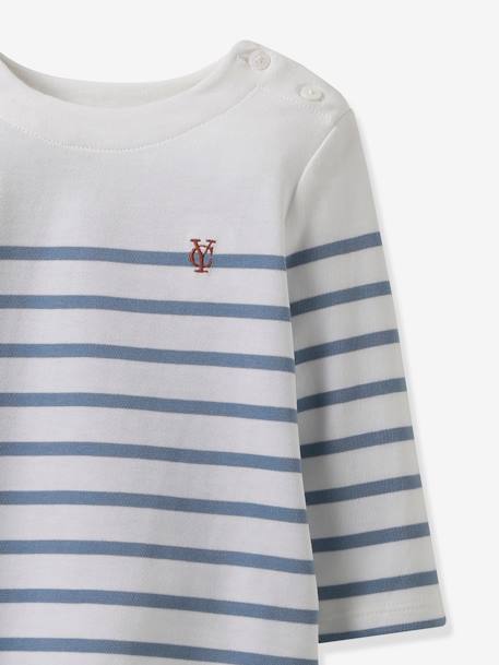 Camiseta marinera para bebé de algodón orgánico CYRILLUS rayas azul 