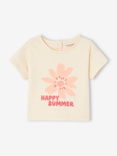 Camiseta 'Happy summer' de manga corta para bebé crudo 